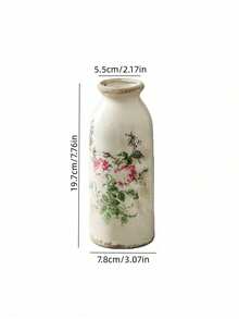 Cirelle 复古裂纹釉陶瓷花瓶，农舍风格装饰，凹槽瓶身，乳白色饰面，适合干花插花，可作餐桌摆件，成人适用，家居装饰品 - 彩色 - 查看 14