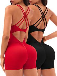 Velisys Mono sin espalda sin costuras para mujer para fitness - Multicolor - Ver 1