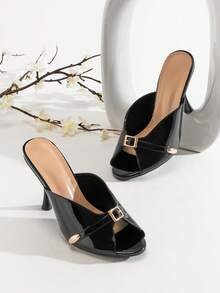 SHUZIA Ladies Sexy Stiletto Heel Slip-On Sandals - Black - View 6