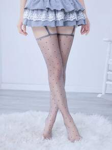 ROMWE Grunge Punk 1 Pair Gothic Style Dark Black Versatile Suspender Socks - Grey - View 3