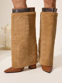 CUCCOO CHICEST Botas de tacón alto de moda con punta puntiaguda para mujer - Marrón - Ver 5