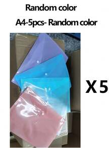 10 piezas/5 piezas Carpetas transparentes de polipropileno tamaño A4 con cierre a presión, organizadores de documentos impermeables en colores macaron surtidos para estudiantes y uso de oficina, carpetas para la escuela - Multicolor - Ver 6