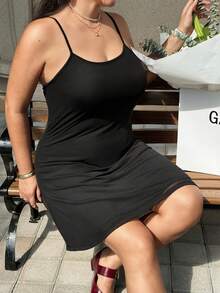 SHEIN EZwear 大码女式休闲短款吊带迷你连衣裙