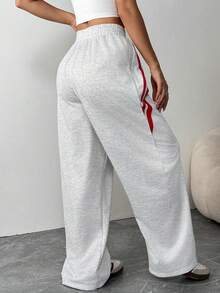 Modelyn Calça esportiva casual folgada com 3 listras - Cinza - Ver 2