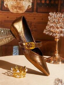 CUCCOO TILAWA Chaussures plates polyvalentes à bout pointu pour femmes - Bronze - Voir 3