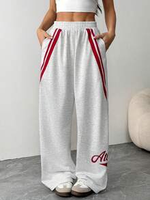 Modelyn Calça esportiva casual folgada com 3 listras - Cinza - Ver 7