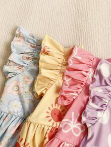 4件套女童可爱碎花短袖休闲连衣裙，夏季 - 彩色 - 查看 5