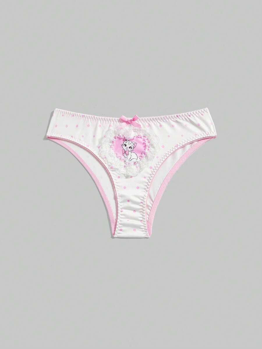 ROMWE Kawaii 情人节可爱波点爱心蝴蝶结装饰内裤