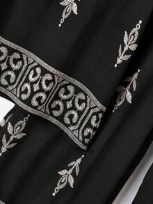 Rusticease 两件套女士夏季休闲印花短袖上衣和裤子 - 黑色 - 查看 5