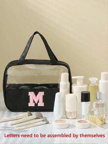 1 Túi đựng đồ vệ sinh cá nhân bằng nhựa PVC trong suốt đựng dụng cụ trang điểm, túi đựng đồ trang điểm chữ cái, chống nước, di động, có khóa kéo, chữ cái viết tắt, túi đựng đồ trang điểm, túi đựng đồ vệ sinh cá nhân du lịch tối giản dành cho nữ, dùng trong phòng tắm, túi đựng đồ giặt có chữ lồng (chữ cái A~Z), quà tặng cho mẹ, túi đựng đồ đi biển, đồ dùng thiết yếu cho bãi biển, túi đựng khăn tắm đi biển, phụ kiện đi biển, đồ đi biển, túi đựng đồ ngày lễ, đồ dùng thiết yếu cho ngày lễ mùa đông và mùa thu, ngày lễ tình nhân - màu đen - Xem 6