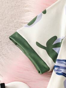 Set de 3 piezas de pantalones cortos, pantalones y pijama de manga corta con estampado floral para niñas - Multicolor - Ver 7