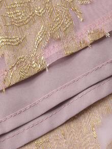 DAZY Women's Elegant Floral Print Round Neck Puff Sleeve Long Dress, Spring/Summer - Pink - View 9