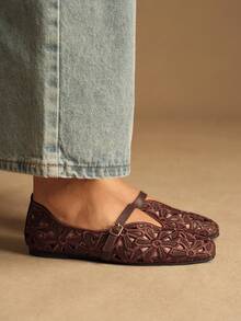 Rosivie 女士方头搭扣休闲套脚乐福鞋