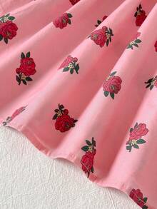 Cozy Pixies Bộ 2 món cho bé gái: váy dài tay cổ tròn phối màu hoa văn và túi đeo chéo. - Màu hồng đậm - Xem 8