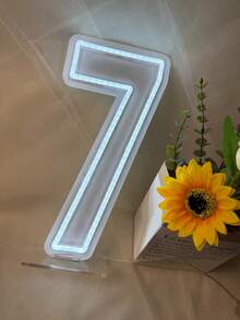 1 Paquete de Señal de Número de Luz de Neón LED, Dígito Único Blanco 0-9, Decoración de Pared Alimentada por USB, Adecuada para Cumpleaños, Aniversario, Hogar, Bar, Club, Regalo de Boda - Blanco - Ver 9
