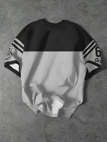 SHEIN Tween Boy Casual Minimalist Short Sleeve Crew Neck T-Shirt, Suitable For Spring & Summer, Classic Cool Slang #67, Classic Cool Sports Element Graphic Print, Six, Seven - Multicolor - View 2