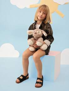 Mini mi Kids' Ultra-Light Extra-Soft Footbed Double-Buckle Premium Faux Leather Black Slingback Sandals– Comfy, Supportive & Stylish - Black - View 4