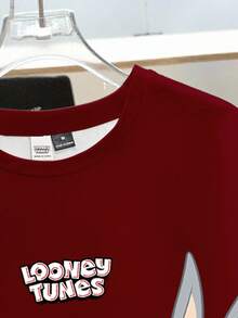 Looney Tunes X Manfinity Manfinity Joysei Men's Casual Cartoon Print Short Sleeve T-Shirt, Summer - Red - View 4