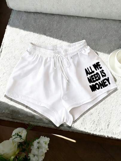 Glimmora Women's Casual Letter Print Shorts