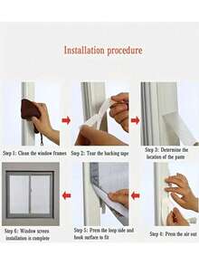 多种尺寸可选，防蚊虫，透气，易于安装的魔术贴自粘式窗纱，适用于客厅和卧室 - 黑色 - 查看 4