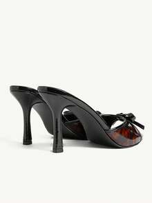 CUCCOO CHICEST Sandálias Mule Femininas Pretas de PU com Laço, Confortáveis e Estilosas para o Verão. - Preto Marrom - Ver 5