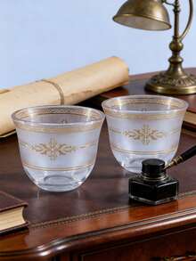 Cirelle Traditional Arabic Coffee Cups (Finjan) Set Of 2 - Hand-Painted Pattern For Turkish Coffee & Serving With Dallah - Multicolor - View 4