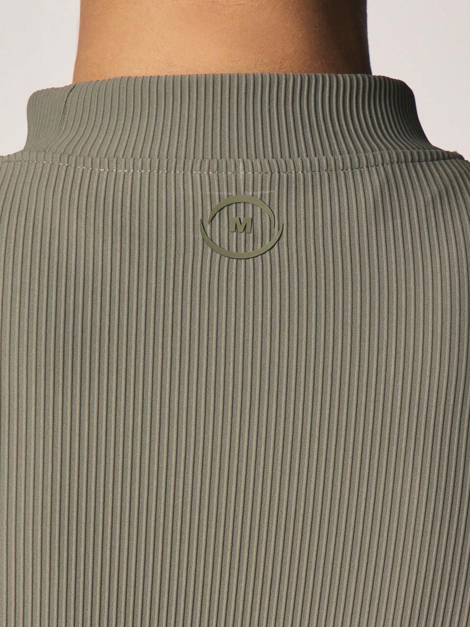 MISSGUIDED Ribbed Long Sleeve High Neck Fitted Top Olive Green Athleisure Training Essential