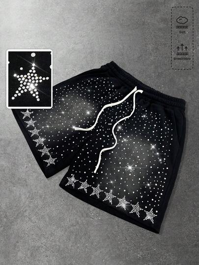 Pantaloncini da uomo alla moda con stampa a zebra e diamanti scintillanti, per l'estate