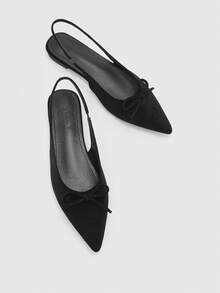 CUCCOO GRLICON Damen Spitzschuh Schleife Dekor modische Ballerinas - Schwarz - Übersicht 10