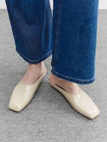 CUCCOO BIZCHIC Giày lười nữ mũi vuông, kiểu dáng thường ngày. - Màu be - Xem 3