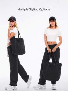 GLOWMODE 17升防水绗缝可扩展多口袋双手柄手提包日常休闲运动旅行 - 黑色 - 查看 2