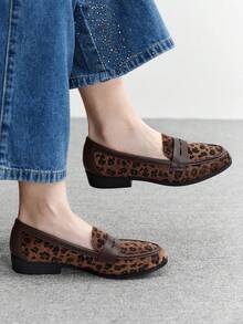 CUCCOO BIZCHIC Handmade Leopard Print Flat Loafers For Women - leopard print - View 2
