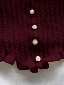 Soleia Plus Size Women Burgundy Knitted Camisole , Carnival. - Burgundy - View 4