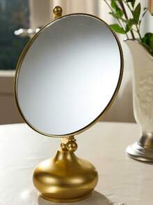 Cirelle Gương trang điểm có chân đế - Khung kim loại tròn, kiểu dáng cổ điển châu Âu, gương để bàn có thể điều chỉnh độ cao, thích hợp cho phòng tắm và phòng ngủ. - Vàng - Xem 6
