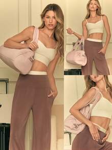 GLOWMODE 16升超大容量双肩带拉链旅行包，适合日常休闲秋冬季使用 - 藕桃色 - 查看 7