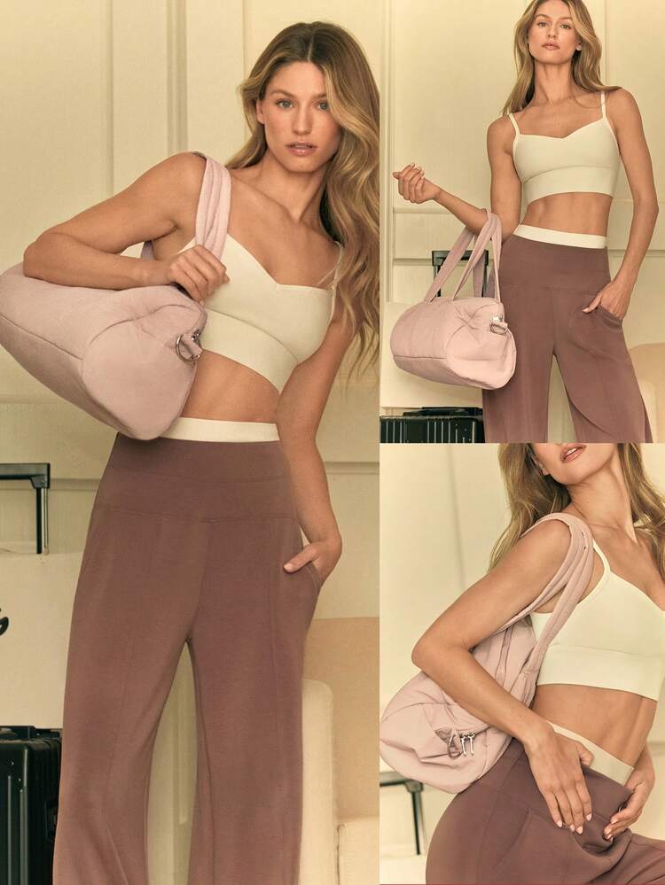 GLOWMODE 16升超大容量双肩带拉链旅行包，适合日常休闲秋冬季使用 - 藕桃色 - 查看 7