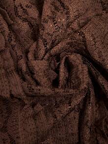 SHEIN Frenchy Camiseta de manga larga con diseño de cuello en forma de corazón y manga acampanada para mujer de talla grande, color marrón, ropa casual y de oficina de moda - Marrón - Ver 7