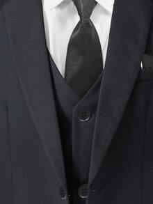 SHEIN 5pcs Tween Boys Suit Set - Notch Lapel Blazer + Single-Breasted Vest + Half-Elastic Waist Pants + Solid White Shirt + Tie, Suitable For Daily Wear, Awards Ceremony, Birthday Party, Wedding, Wedding Guest, Pageboy, Ring Boy