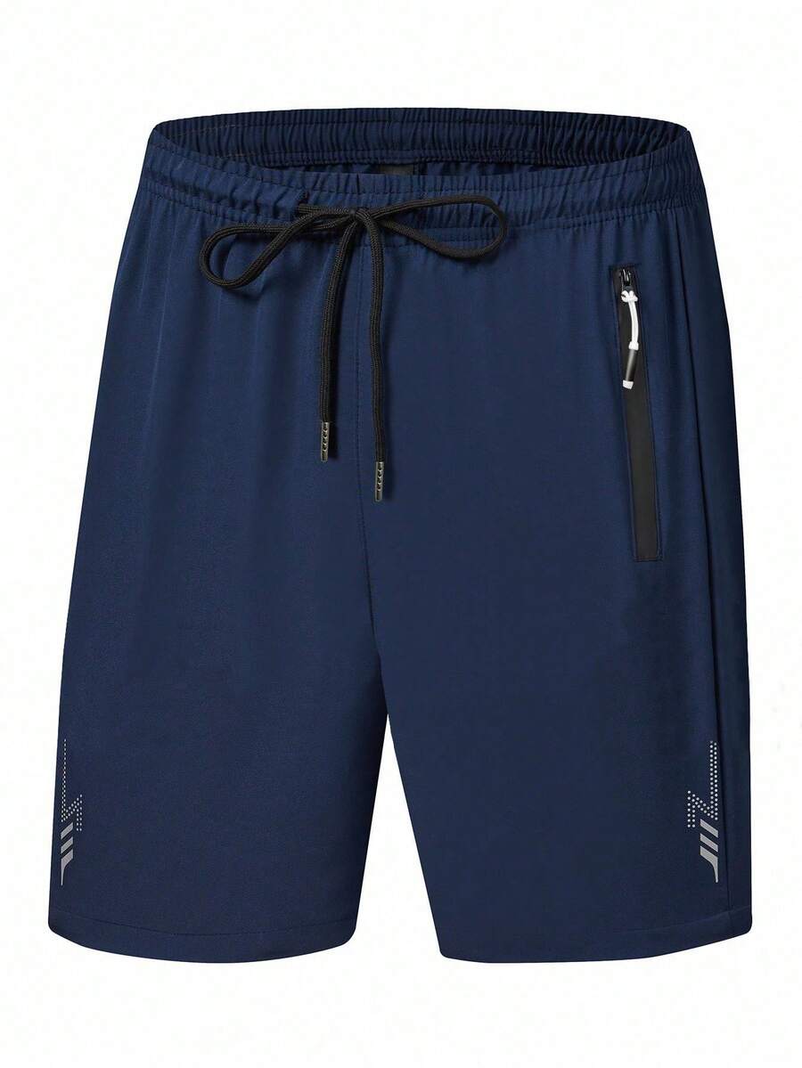 Manfinity Homme Pantalones cortos deportivos de talla grande para hombres con cordón en la cintura - Azul - Ver 1
