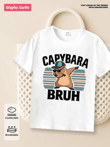 SHEIN Tween Boy Casual Creative Football Graphic Ripped Design Short Sleeve T-Shirt, Sibling Matching Summer Holiday - White - View 6