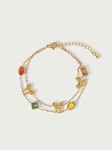 Glisma 女士手链，服饰，哥特风，复古，串珠，西部风珠宝，金属质感，宝石，秋冬款，送给妈妈/女士/女孩/母亲，高档，复古，十字架，情人节，礼物 - 金色 - 查看 3