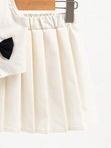 SHEIN 女童时尚蝴蝶结T恤裙套装 - 彩色 - 查看 4