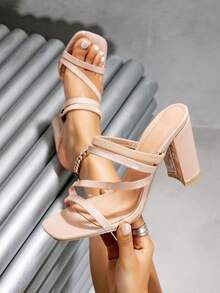 CUCCOO SZL Fashionable Apricot Color Dual-Wear High Heel Sandals, Suitable For Commuting, Dating, Gatherings, Parties, Weddings And Other Occasions Prom Heels Summer Shoes - Apricot - View 13