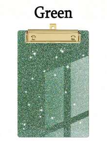 1pc Sparkling Glitter Acrylic Clipboard - PMMA Material, 6 Vibrant Colors (Blue, Pink, Green, Purple, Yellow, White) With Metallic Edges & Sparkling Glitter - Compact Portable Design For Classroom, Office, School, Notebooks & Journals - Multicolor - View 15