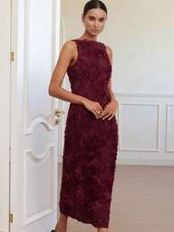 Aveloria Rosie Embroidered Floral Cinching Waist Fitted Dress