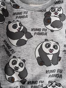 SHEIN Kung Fu Panda 2pcs Baby Boy Casual Panda Print Crew Neck Sweatshirt And Sweatpants Set, Autumn - Grey - View 4