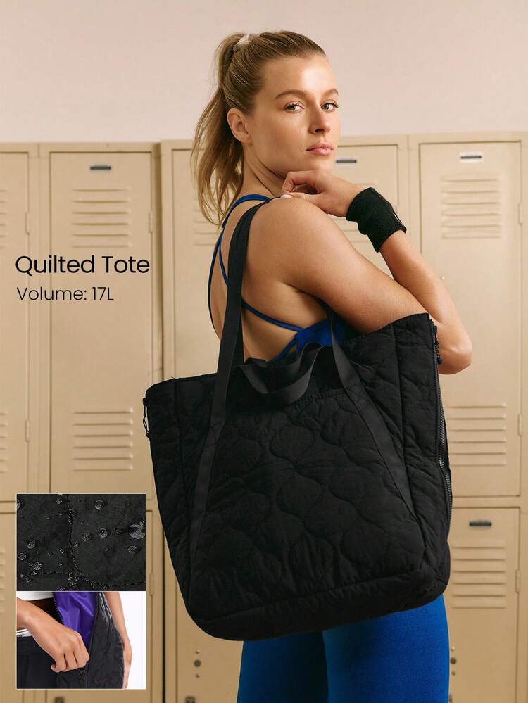 Bolso de tote con múltiples bolsillos, manijas duales y expandible, resistente al agua y acolchado de 17L para uso diario, casual y de viaje