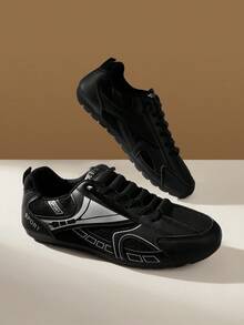 CUCCOO EASI 男士休闲鞋，男士道德训练鞋，黑色平底帆布鞋，带绑带，舒适耐穿，适合办公室和户外穿着。 - 黑色 - 查看 6