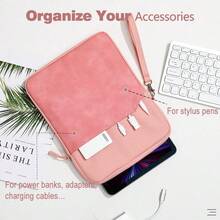 Tablet Carrying Case Compatible With Ipad, Kindle, Compatible With Samsung Galaxy And Android Tablets / Tablets Sleeve Bag Compatible With 7 ~ 8 / 9.7 ~ 11 /12.9~13 Inch Tablets Waterproof With Handle And Front Pocket - Pink - View 3