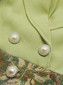 Sweetra Áo blazer ngắn kiểu quấn buộc dây thanh lịch, đầm mini ôm dáng, đầm chữ A in họa tiết hoa hướng dương cổ điển, bộ đầm hai mảnh ôm dáng. - Nhiều màu - Xem 5